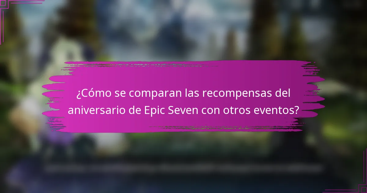 ¿Cómo se comparan las recompensas del aniversario de Epic Seven con otros eventos?