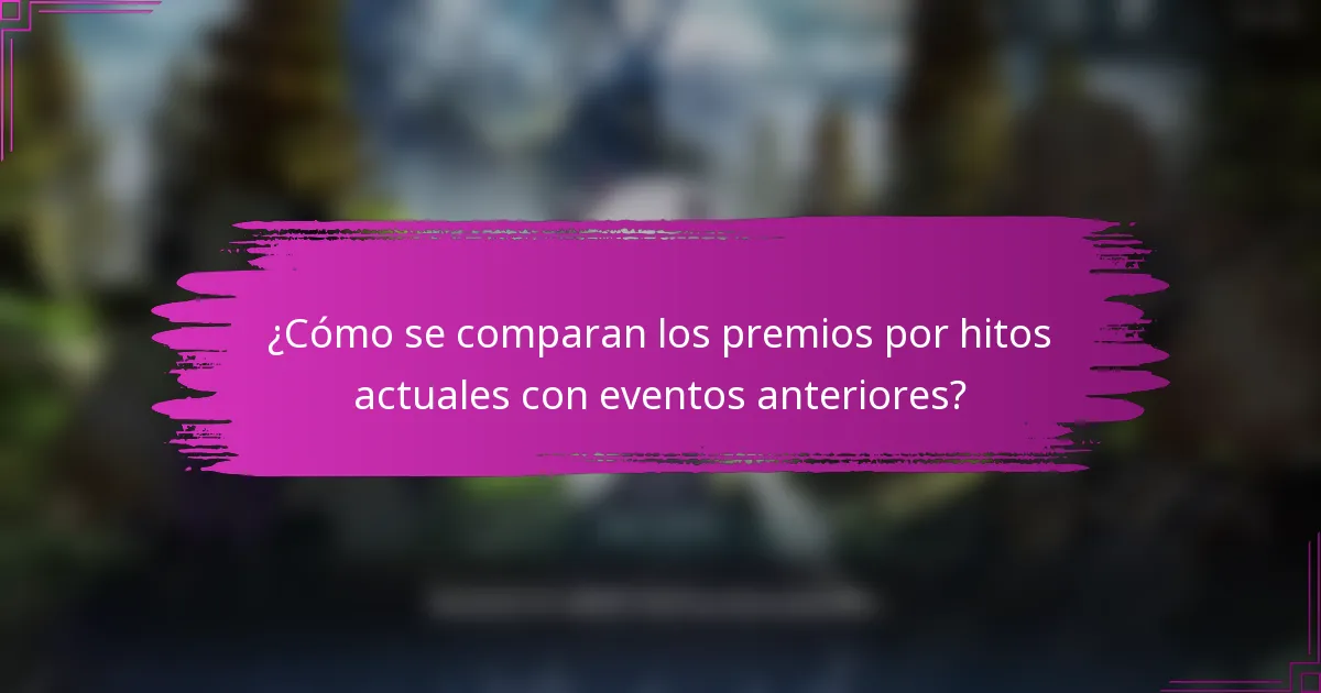 ¿Cómo se comparan los premios por hitos actuales con eventos anteriores?
