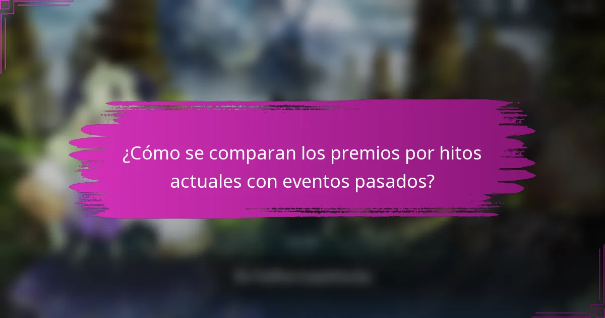 ¿Cómo se comparan los premios por hitos actuales con eventos pasados?