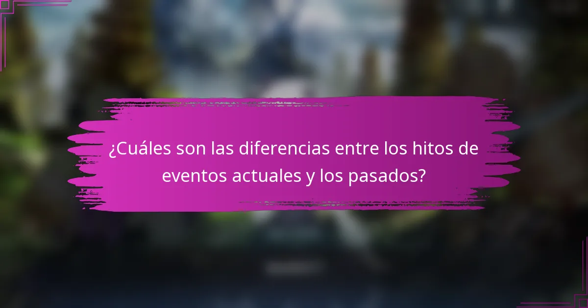 ¿Cuáles son las diferencias entre los hitos de eventos actuales y los pasados?