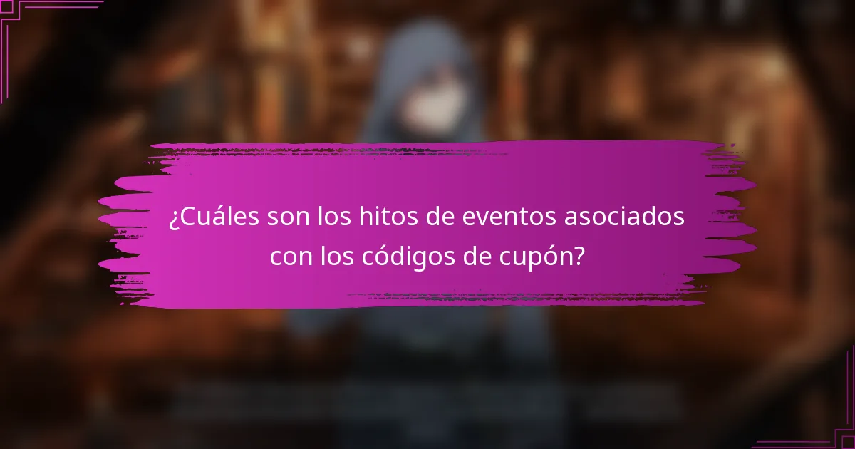 ¿Cuáles son los hitos de eventos asociados con los códigos de cupón?